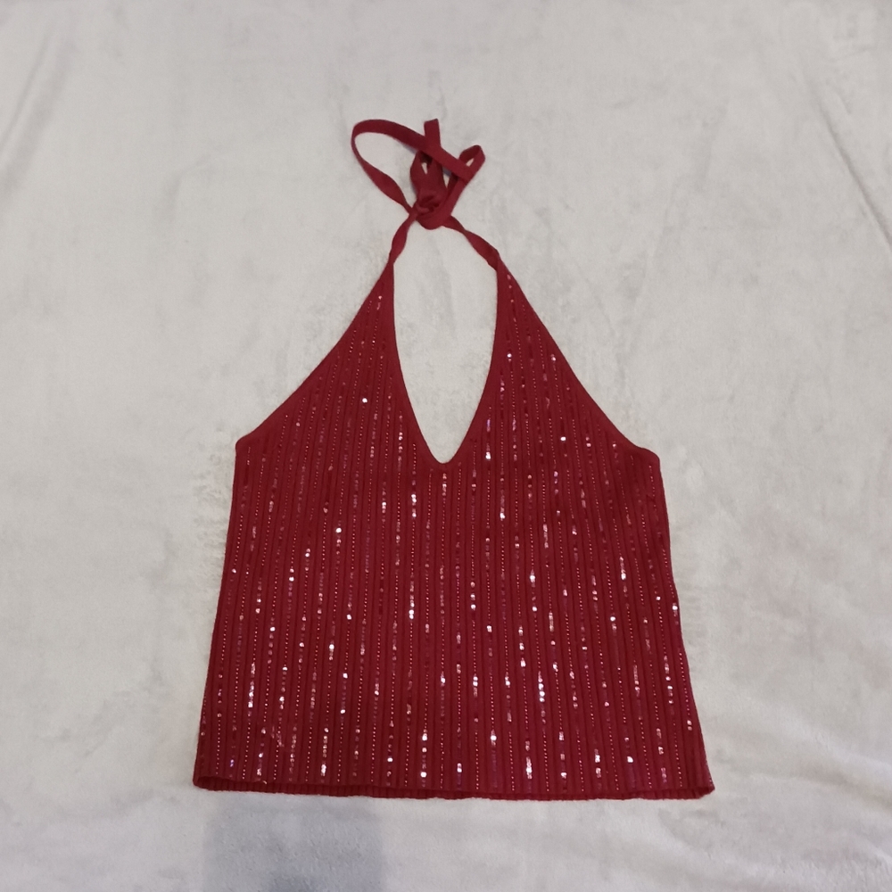 Harley-Davidson Red Sequin Halter Tank